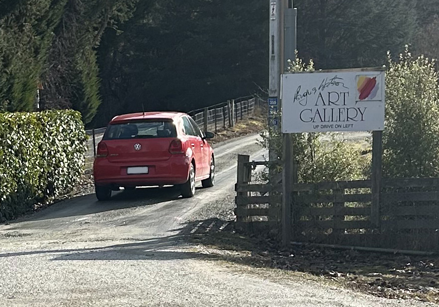 Driveway to Angus Watson's art studio located at 355 Littles Road, Queenstown